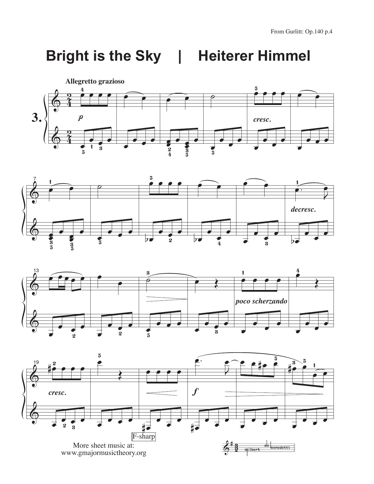I. A March, II. a Morning and III. a Bright Sky sheet music — III. Bright is the Sky