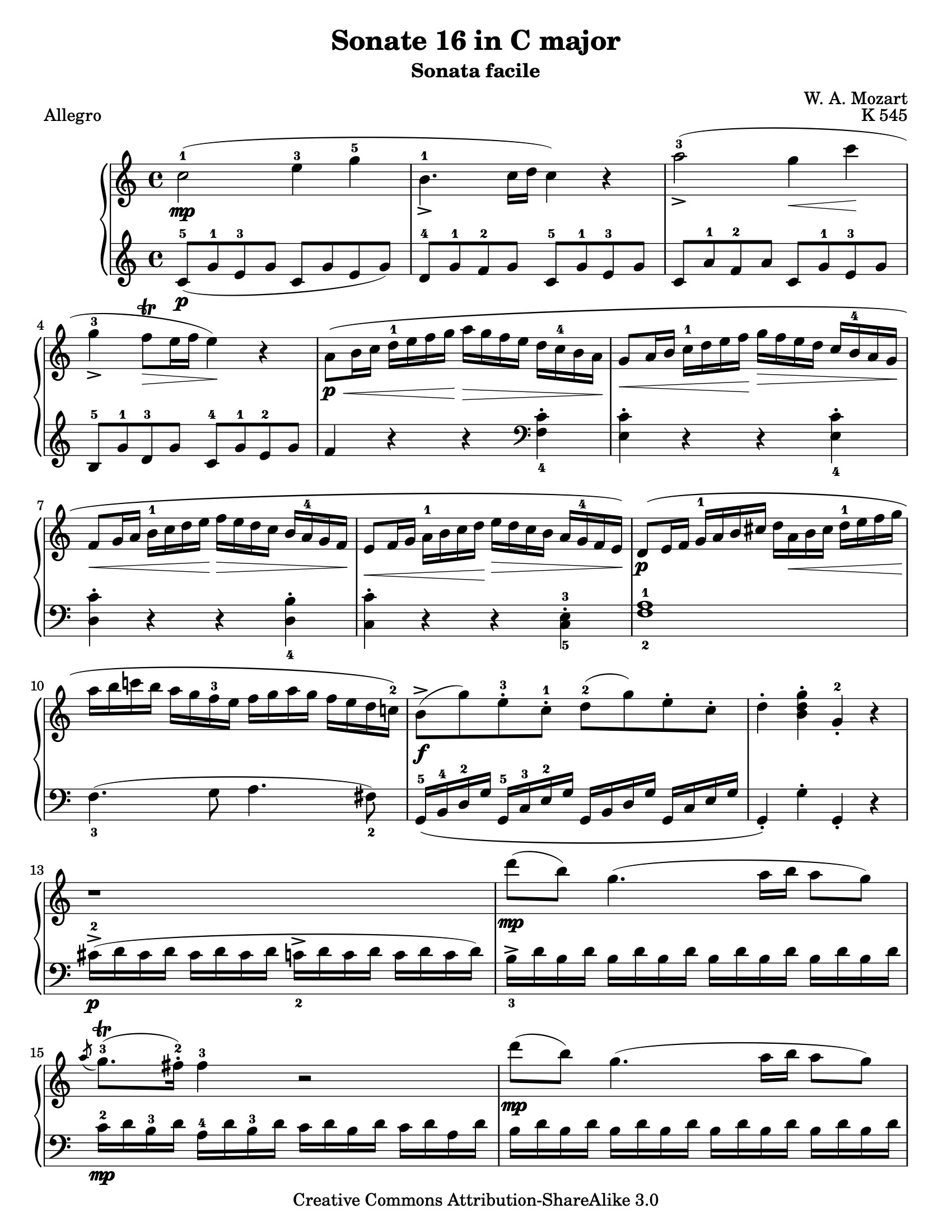 Sonata K. 545 in C sheet music — Movement I