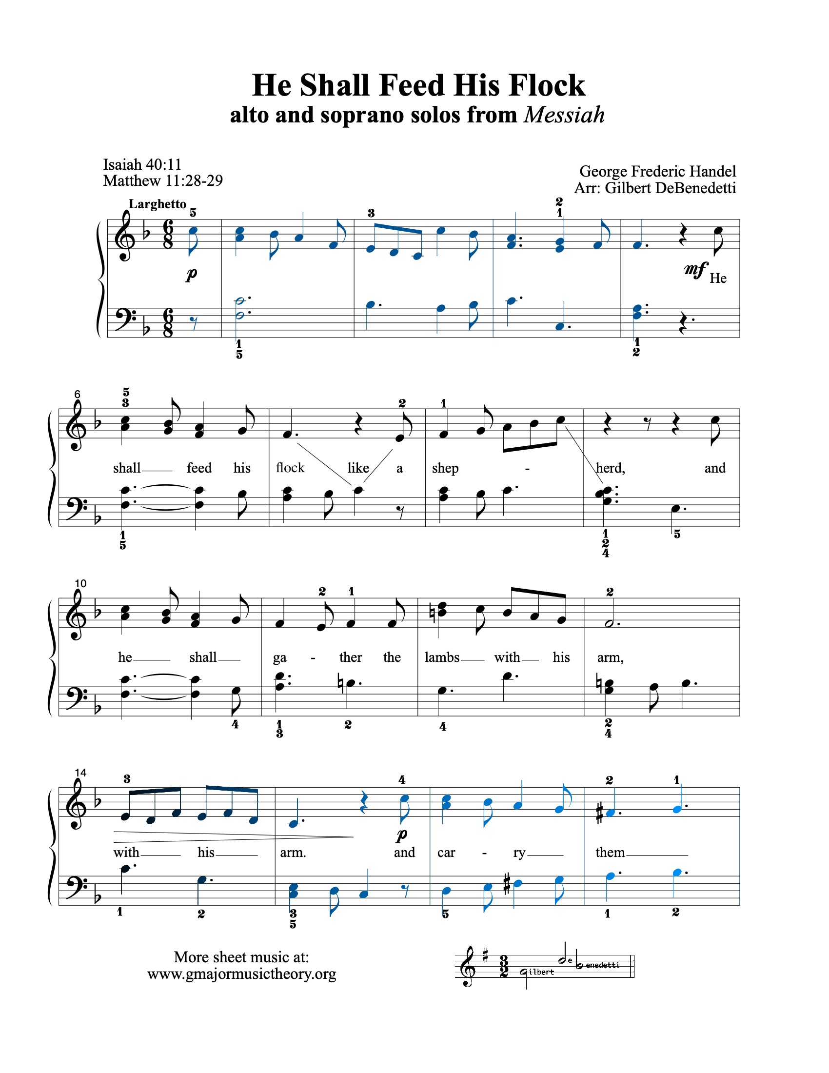 He Shall Feed His Flock sheet music — page 1 (color-coded)