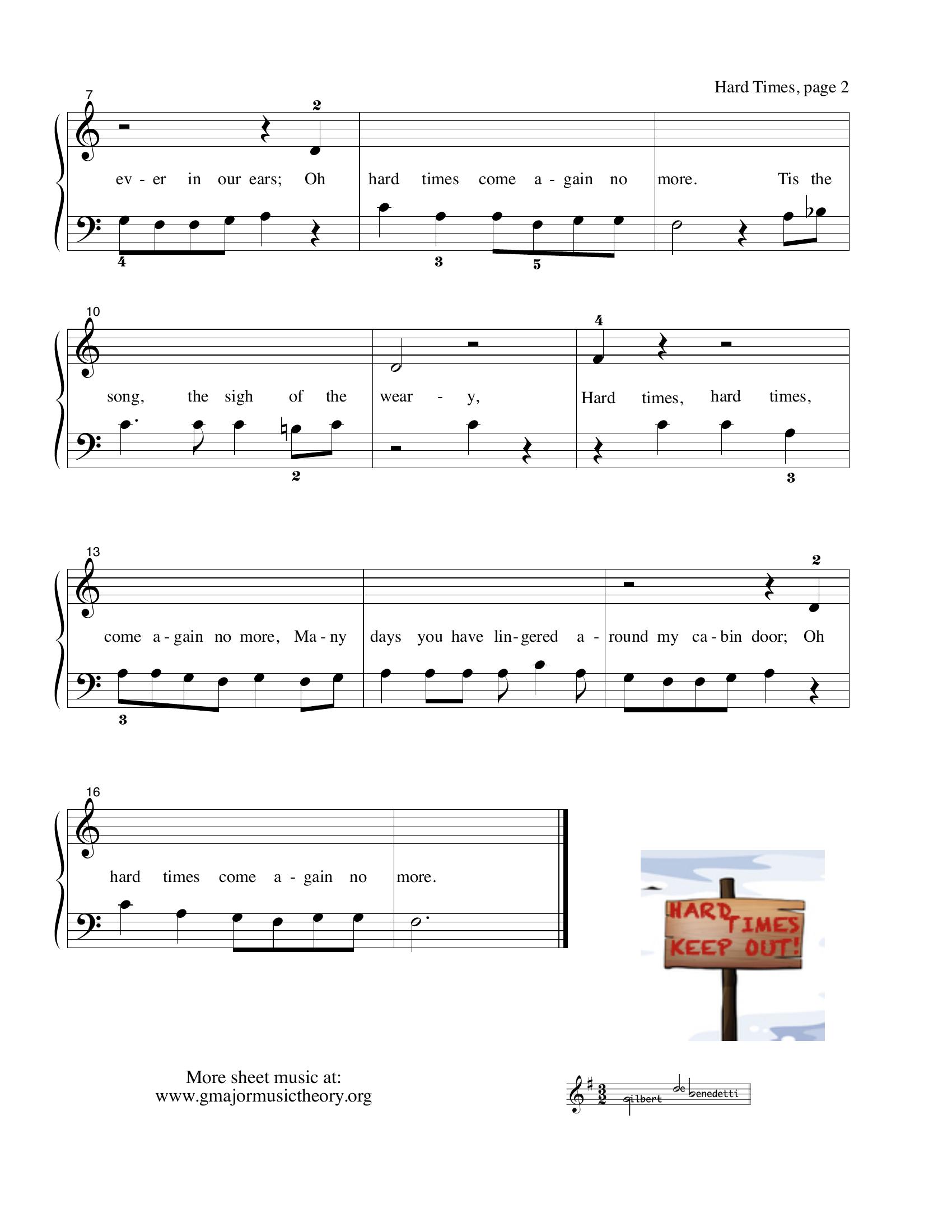 Hard Times, Come Again No More sheet music page 2